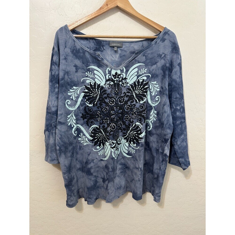 Essentials‎ Womans Top Size 3X Y2K Moto Artsy Western Beachy Cowboy Rodeo 90s